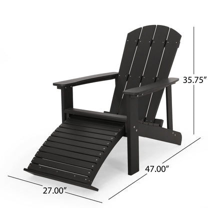 Outdoor Solid Black Classic Solid Wood Adirondack Lounge Chair (Set of 1)