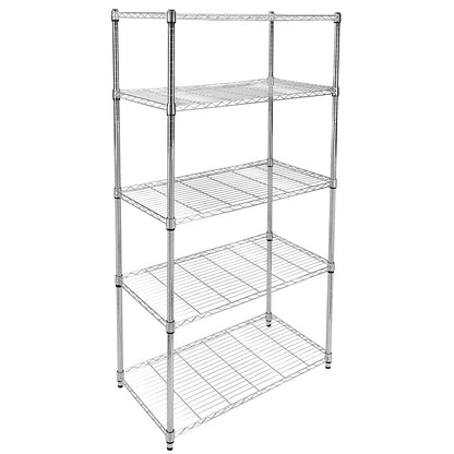 Simple Deluxe Heavy Duty 5-Shelf Shelving Unit, 35" D x 18"W x 70" H, 35 x 18 x 70‘’, Chrome