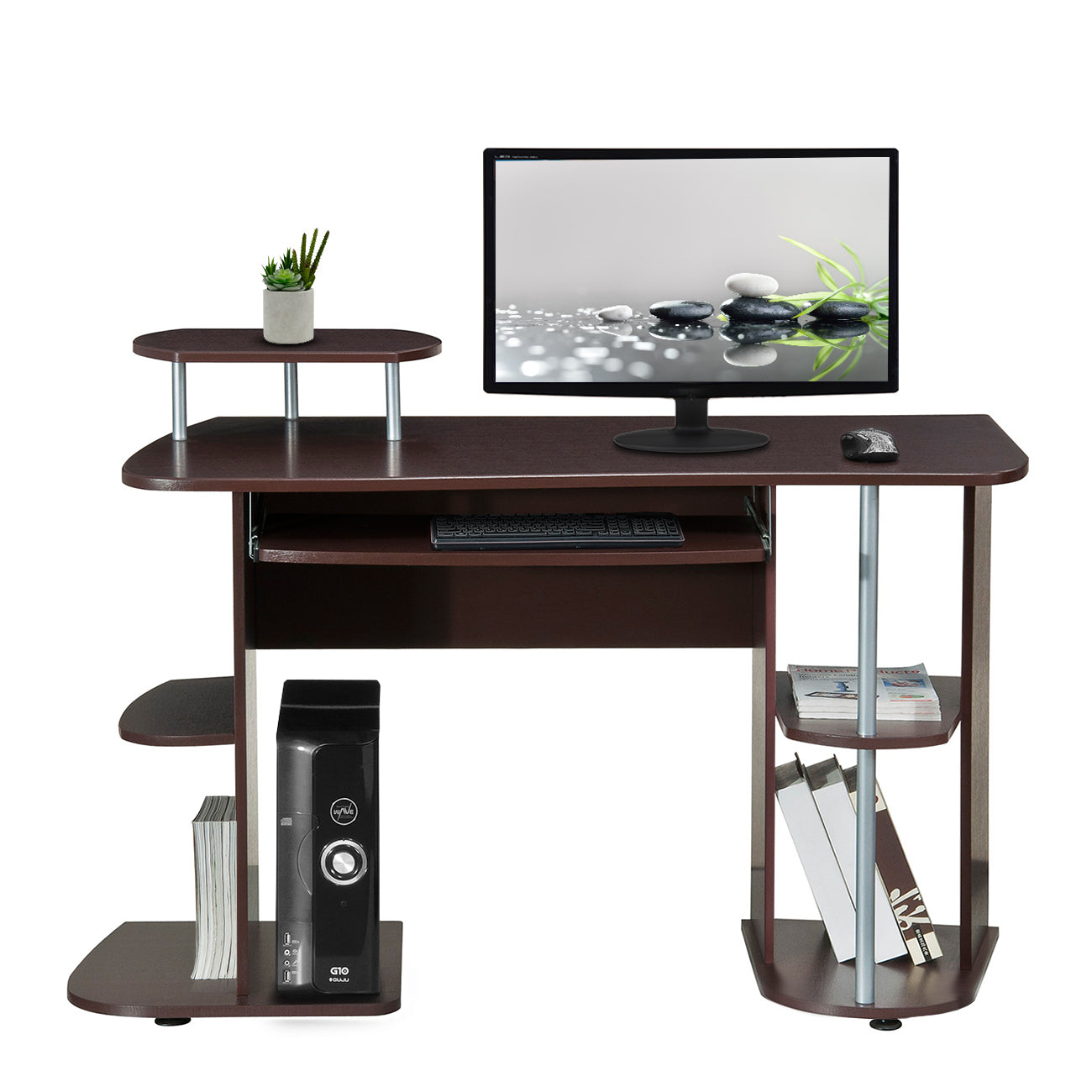 Techni Mobili Complete Computer Workstation Desk With Storage, Chocolate