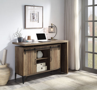 ACME Zakwani Writing Desk w/USB-Desk, Rustic Oak & Black Finish OF00154