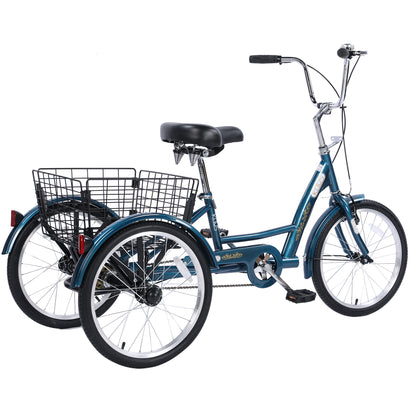 26" European Adult Tricycles 3 Wheel W/Installation Tools with Low Step-Through, Large Basket, Tricycle for Adults, Women, Men