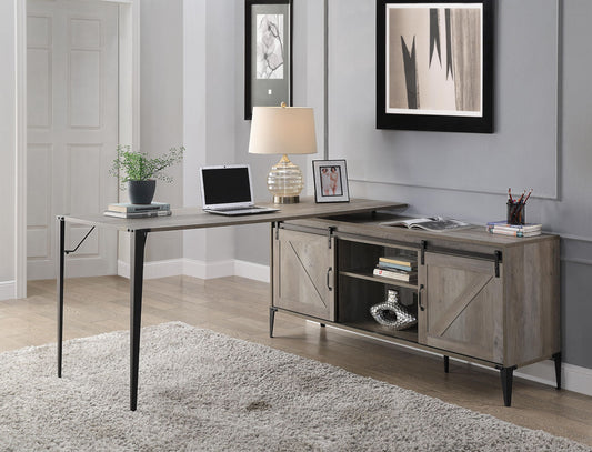 ACME Zakwani Writing Desk, Gray Oak & Black Finish OF00001