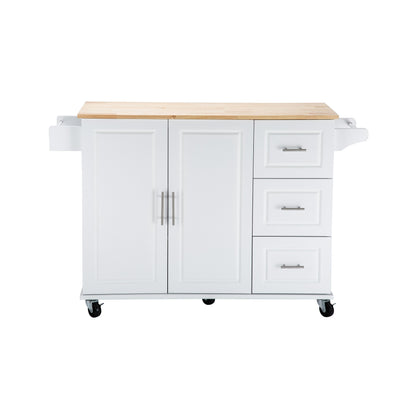 Kitchen Island & Kitchen Cart, \\nMobile Kitchen Island with Extensible Rubber Wood Table Top,\\nadjustable Shelf Inside Cabinet,\\n3 Big Drawers, with Spice Rack, Towel Rack, \\nBlack-Beech