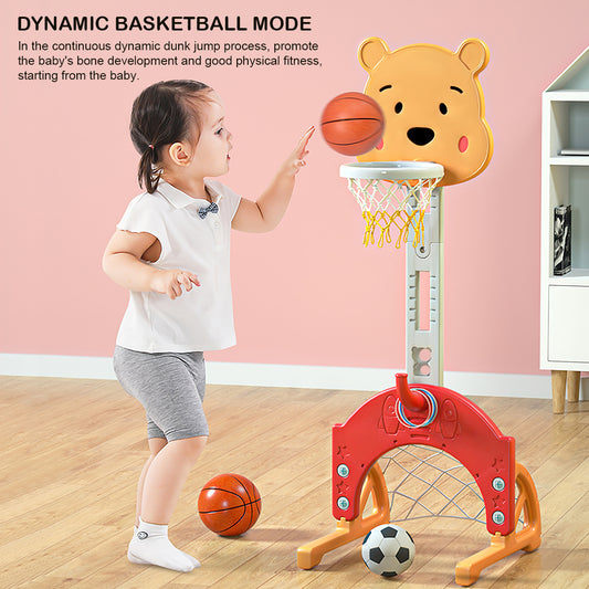 Kids Toddler Basketball Stand Adjustable Height, 3-in-1 Indoor Activity Center