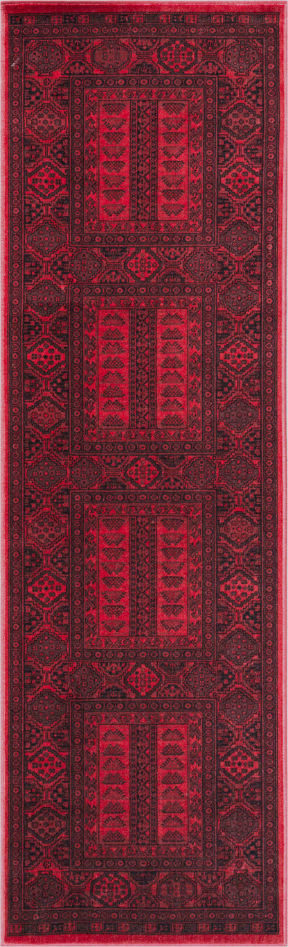 Alastair Red and Black Viscose Area Rug 2x7