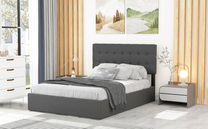 Full Size Upholstered Platform Bed with Underneath Storage Space,Gray