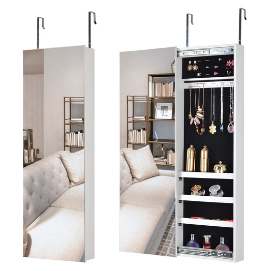 Full Mirror Jewelry Storage Cabinet With with Slide Rail Can Be Hung On The Door Or Wall