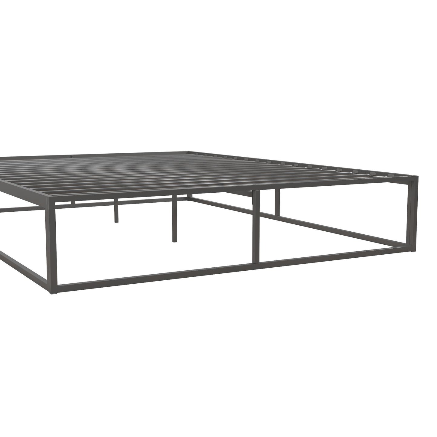 Metal Bed, Platform Bed Frame, Box Spring, Strong Metal Structure,  Easy Assembly, Full  Size, GREY