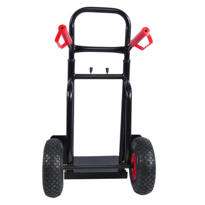 Heavy duty manual truck with double handles 330 lb steel trolley for moving heavy platform truck with 10 "rubber wheels for moving/warehouse/garden/grocery