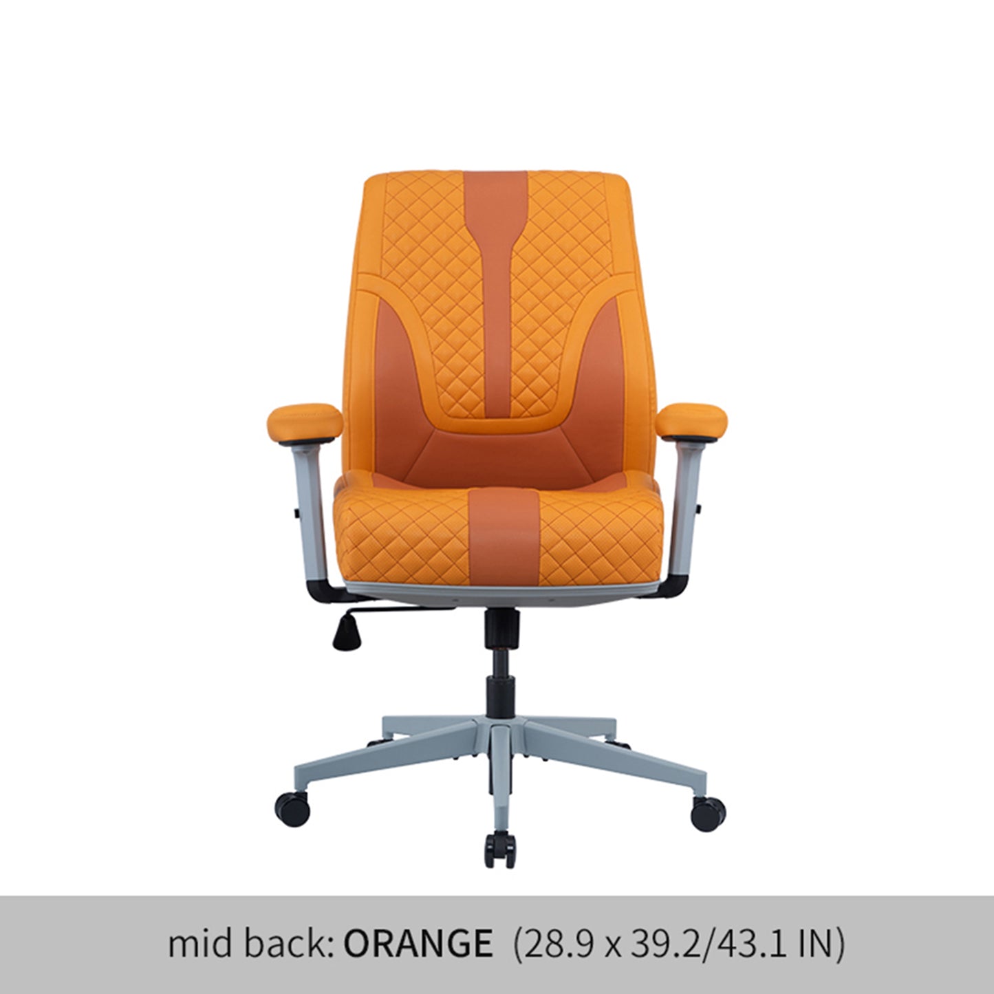 Office Desk Chair, Air Cushion Mid Back Ergonomic Managerial Executive Chairs, Headrest and Lumbar Support Desk Chairs with Wheels and Armrest, Orange/Dark Orange