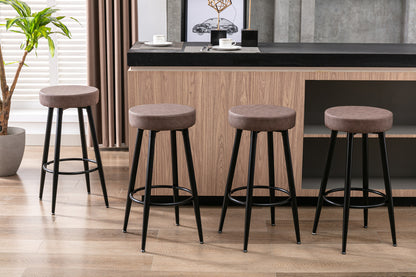 A&A Furniture,Metal Bar Stools,  Round Kitchen Counter Stools, Industrial Round Barstool, Bar Chairs, 28 Inch for Counter Pub Height Set of 2 (Brown)