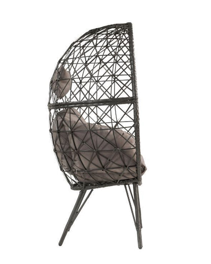 ACME Aeven Patio Lounge Chair, Light Gray Fabric & Black Wicker 45111