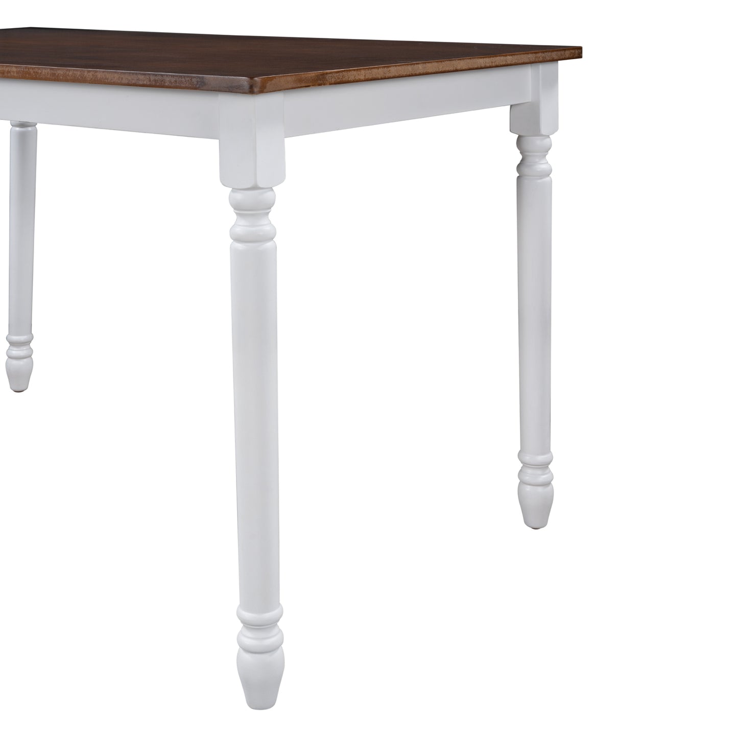 TOPMAX Retro Farmhouse Solid Wood Kitchen Dining Table Breakfast Nook, Cherry+White