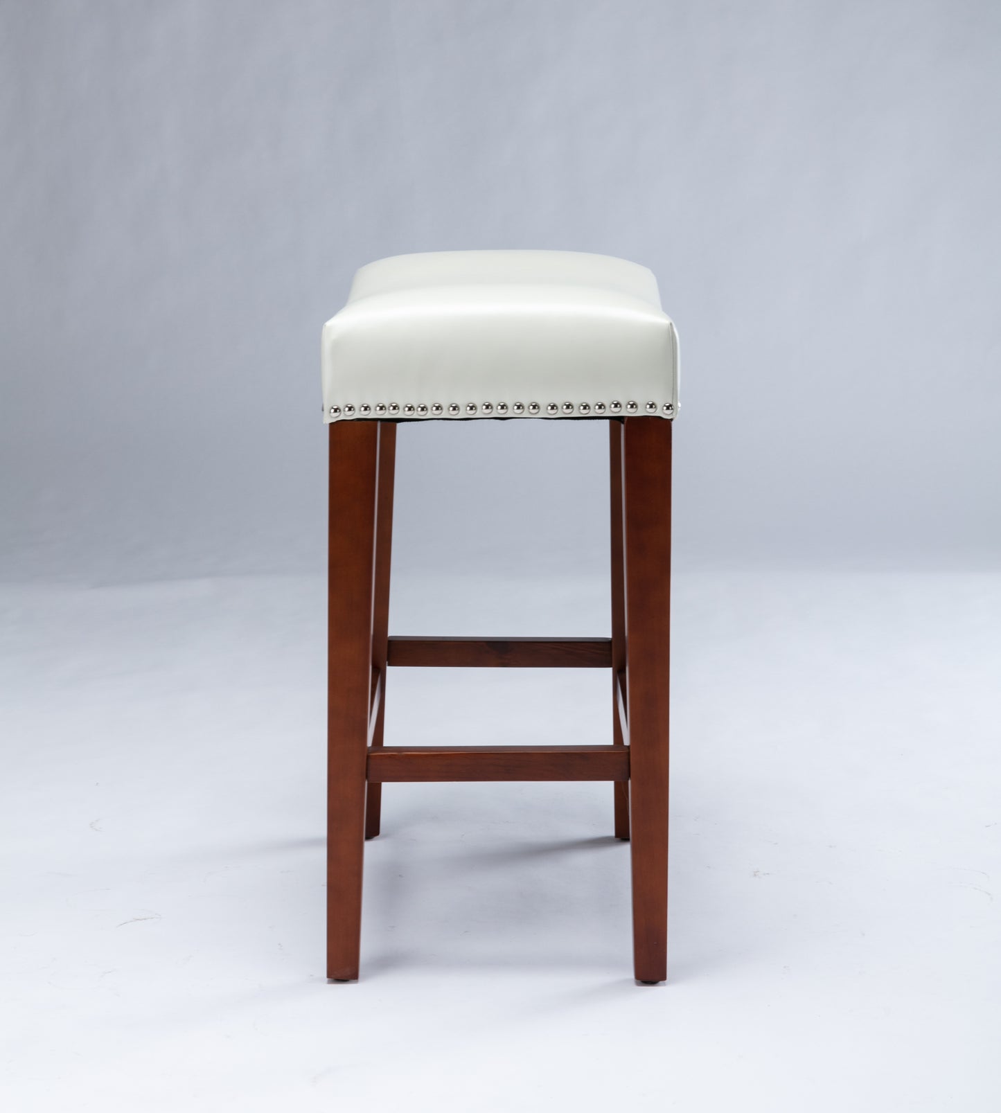 White Leather Barstool 2 pcs Set