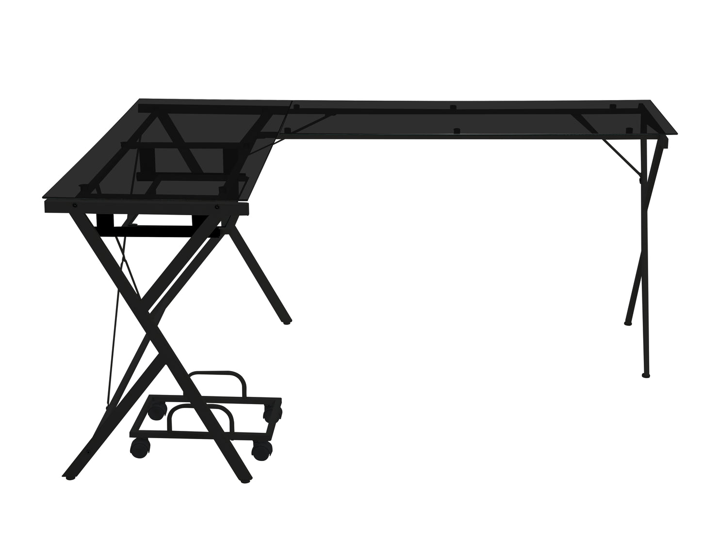 ACME Dazenus Computer Desk in Black Glass & Black Finish OF00046