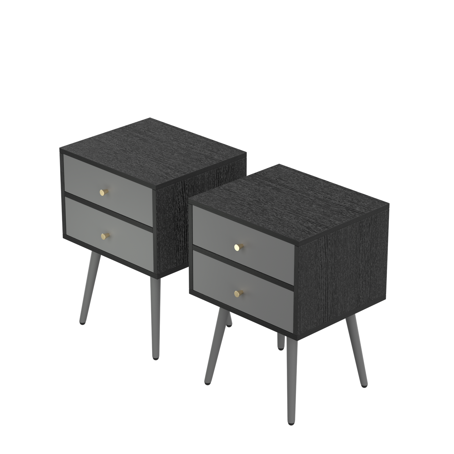 Modern Bedside Tables Set of 2,Nightstand with Storage Drawer -Chic  Simple Assembly End Side Table,Sofa Table,for bedroom/living room/office (2pcs,dark grey)