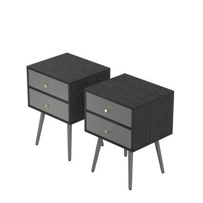 Modern Bedside Tables Set of 2,Nightstand with Storage Drawer -Chic  Simple Assembly End Side Table,Sofa Table,for bedroom/living room/office (2pcs,dark grey)