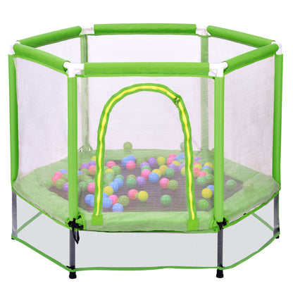 55'' Toddlers Trampoline with Safety Enclosure Net and Balls, Indoor Outdoor Mini Trampoline for Kids