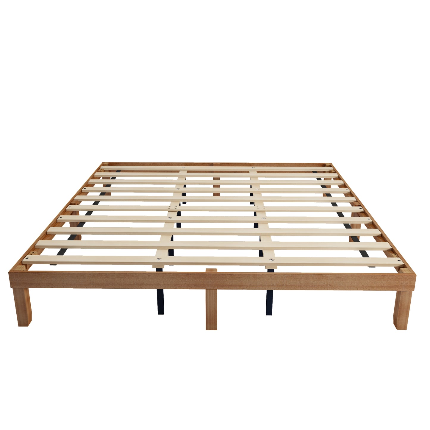 King Size Solid Wood Platform Bed, No Box Spring Needed, Strong Wood Slat Support, Easy Assembly