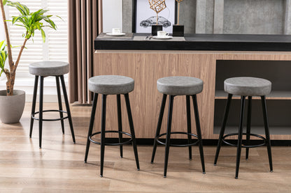 A&A Furniture,Metal Bar Stools,  Round Kitchen Counter Stools, Industrial Round Barstool, Bar Chairs, 28 Inch for Counter Pub Height Set of 2 (Gray)