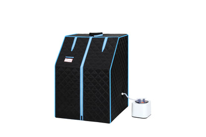 Portable Half body Black Steam Sauna Tent for Personal Relaxation, Detox and Therapy at home.PVC Pipe Connector Easy to Install.Fast heating with FCC Certification