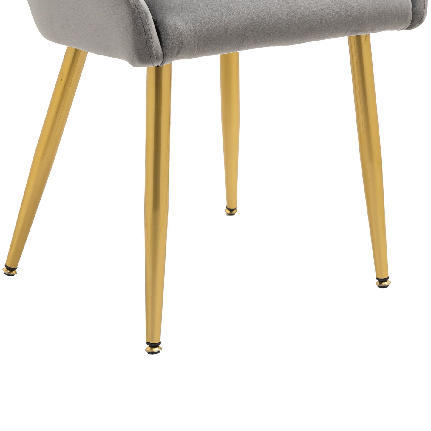 Dining Chairs Set of 2 Upholstered Mid-Century Modern Velvet Accent Desk Chair with Gold Legs for Kitchen Living Room Grey