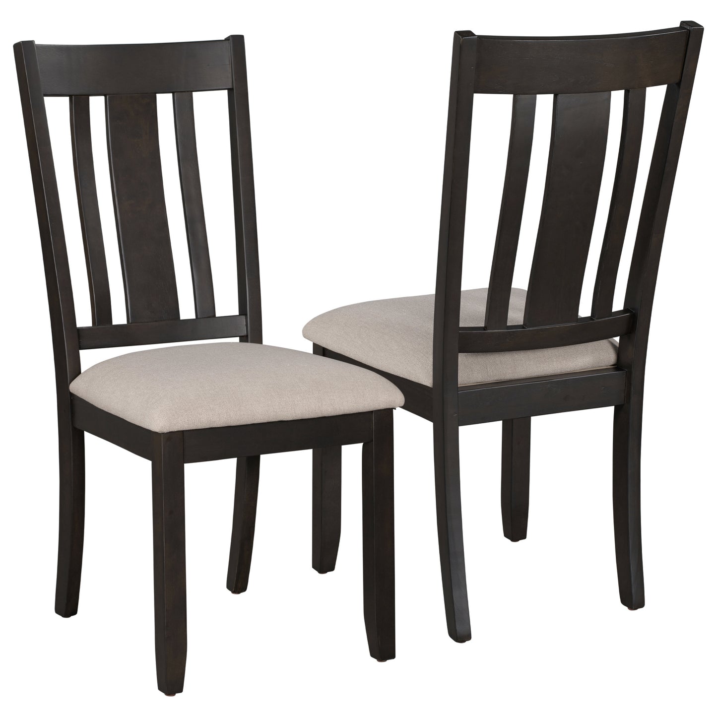 TREXM Industrial Style Wooden Dining Chairs with Ergonomic Design, Set of 2 (Espresso)