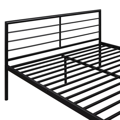 Twin Over Full Metal Bunk Bed with Desk, Ladder and Quality Slats for Bedroom, Metallic Black（OLD SKU :LP000092AAB）