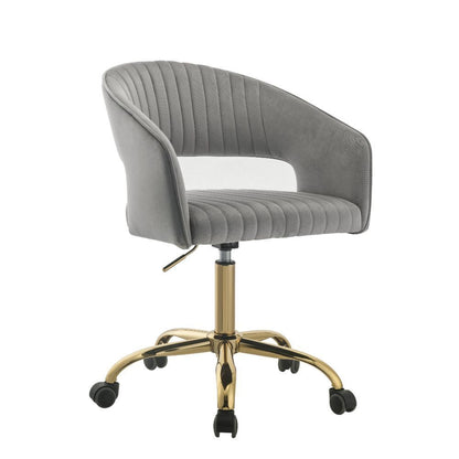 ACME Hopi Office Chair, Gray Velvet & Gold 92940