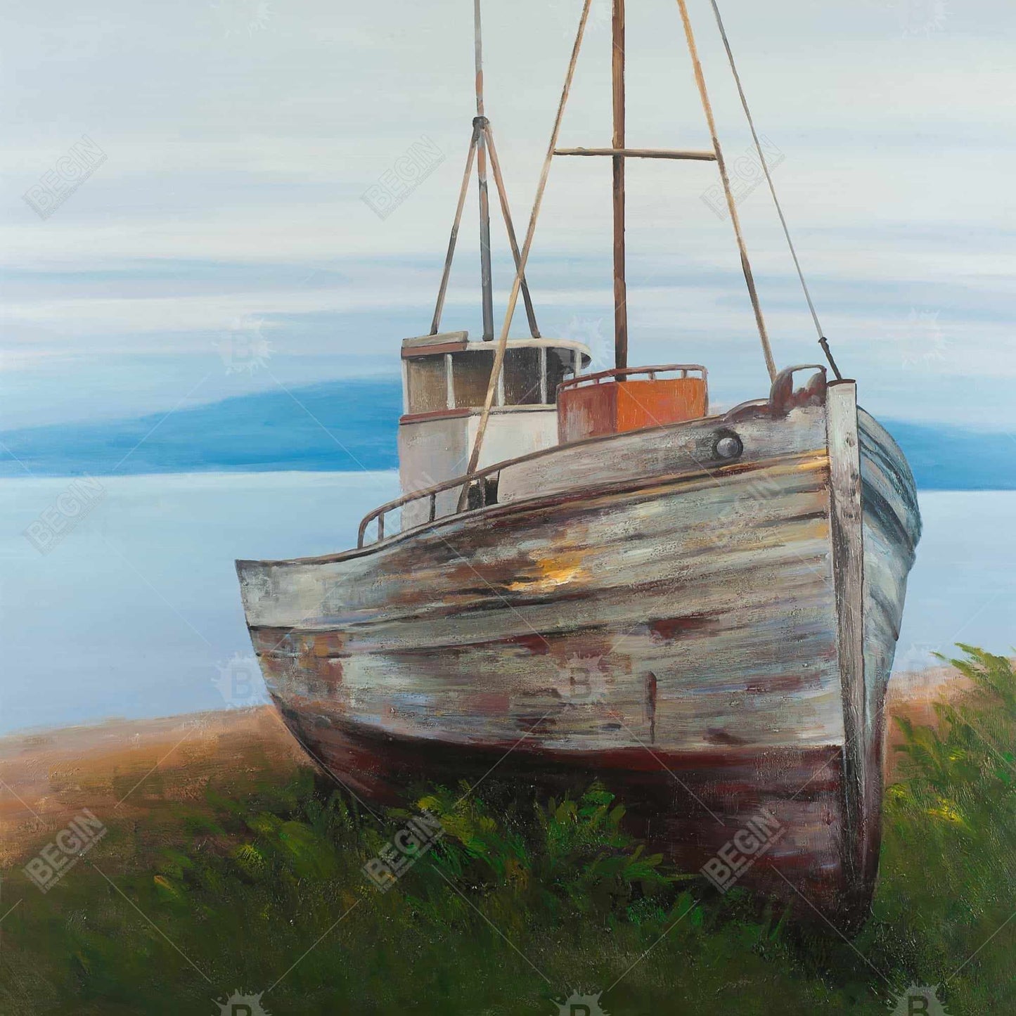 Old abandoned boat - 16x16 Print on canvas