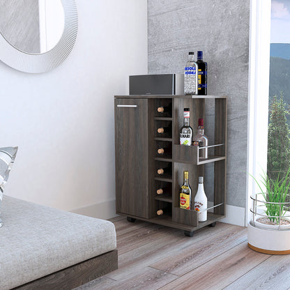 Bartlet 2-Shelf 6-Bottle Bar Cart with Division Carbon Espresso