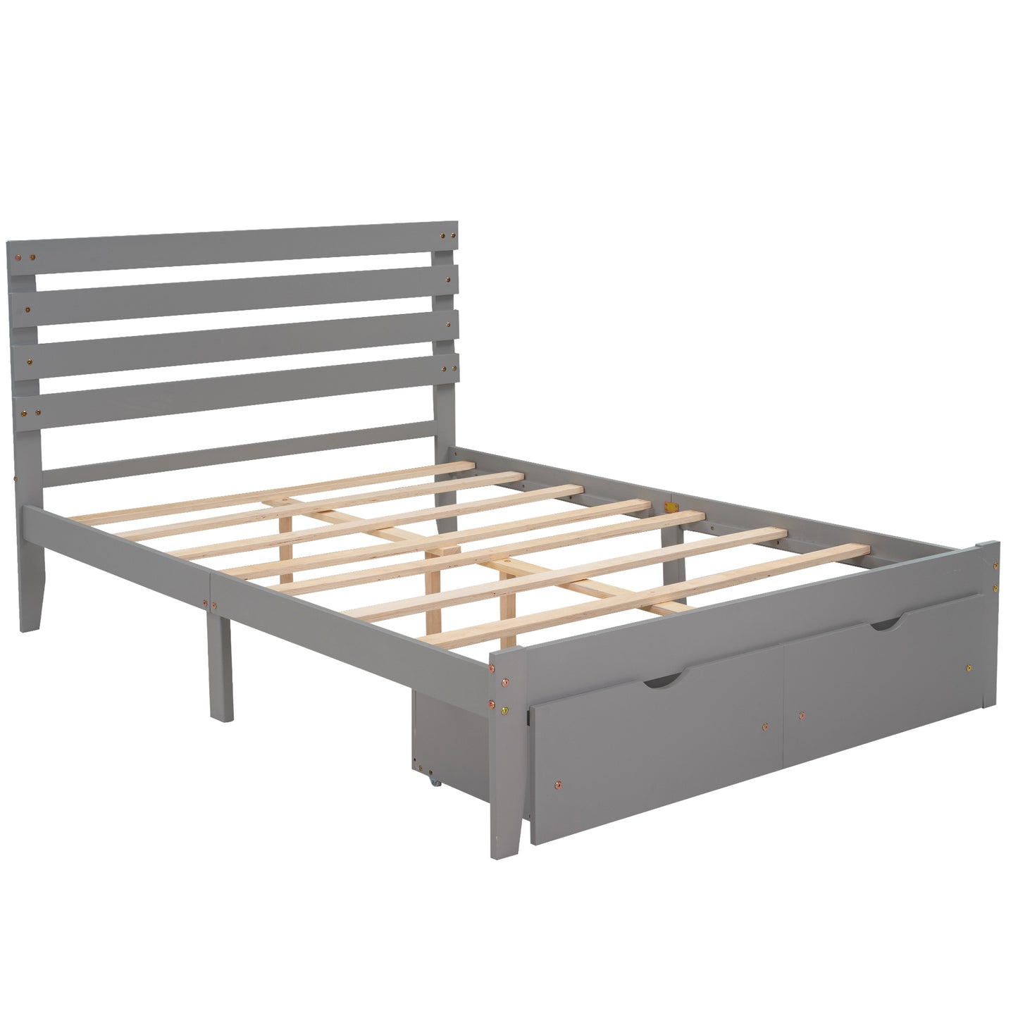 Full Size Platform Bed with Drawers, Gray(New SKU:WF288468AAE)