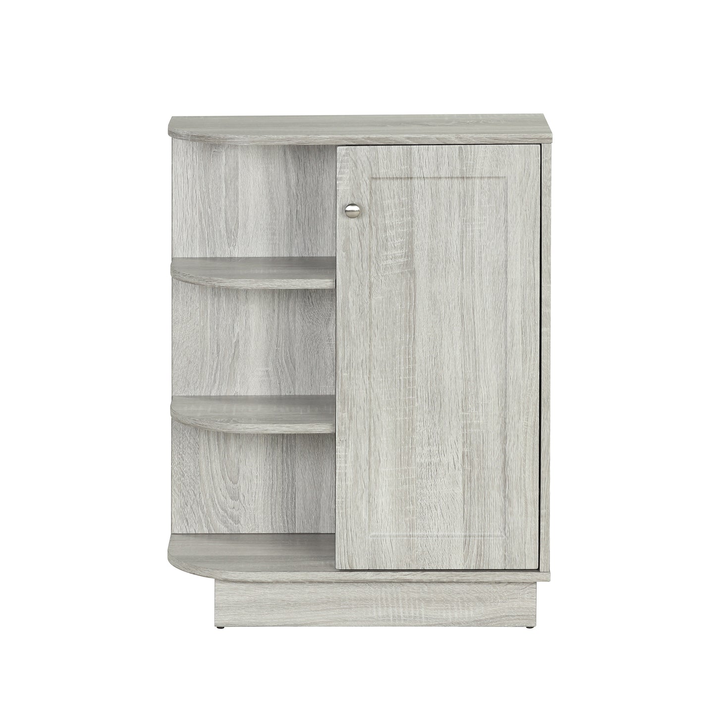 Open Style Shelf Cabinet with Adjustable Plates Ample Storage Space Easy to Assemble, Oak