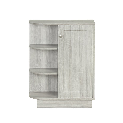 Open Style Shelf Cabinet with Adjustable Plates Ample Storage Space Easy to Assemble, Oak