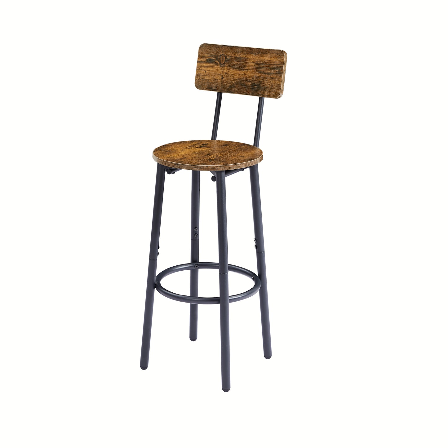 Bar Table Set with 4 Bar stools with backrest (Rustic Brown，47.24’’w x 23.62’’d x 35.43’’h)