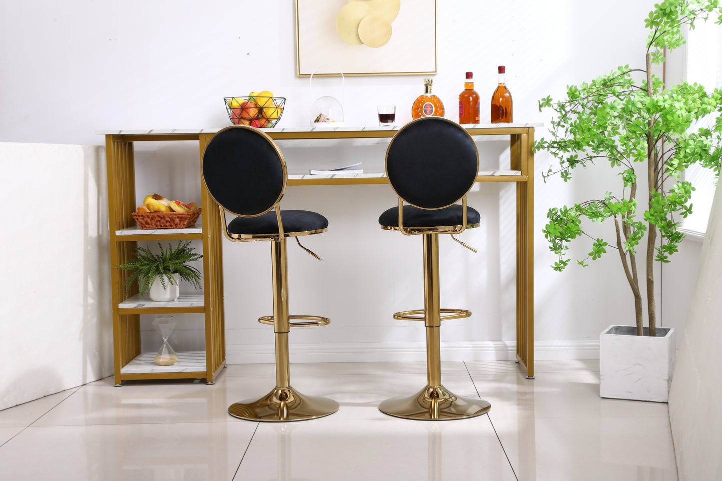 Bar Stools with Back and Footrest Counter Height Dining Chairs  2pcs/ctn