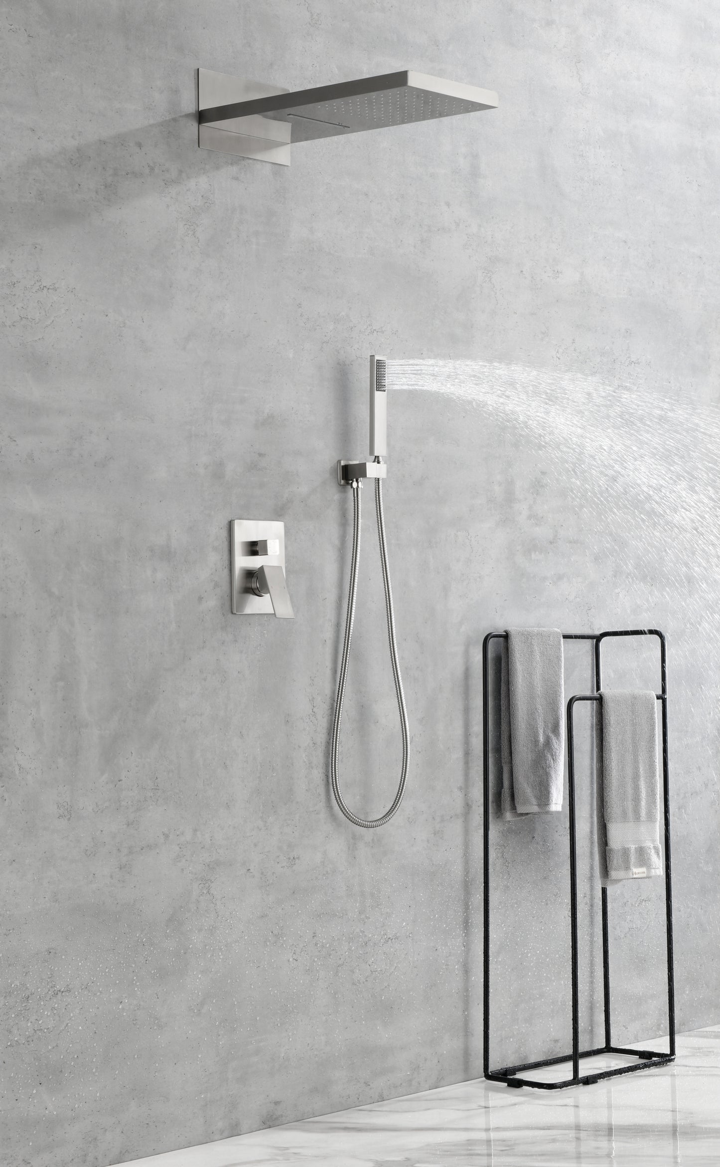 Shower System,Waterfall Rainfall Shower Head with Handheld, Shower Faucet Set for Bathroom Wall Mounted