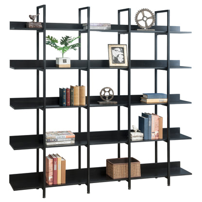 [VIDEO] 5 Tier Bookcase Home Office Open Bookshelf, Vintage Industrial Style Shelf with Metal Frame, MDF Board