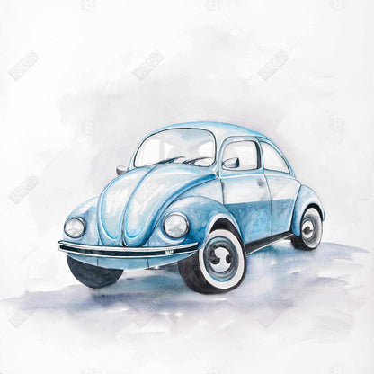 Beetle blue car - 16x16 Print on canvas