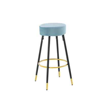 Counter Height Bar Stools Set of 2, Velvet Kitchen Stools Upholstered Dining Chair Stools 24 Inches Height with Golden Footrest for Kitchen Island Coffee Shop Bar Home Balcony,