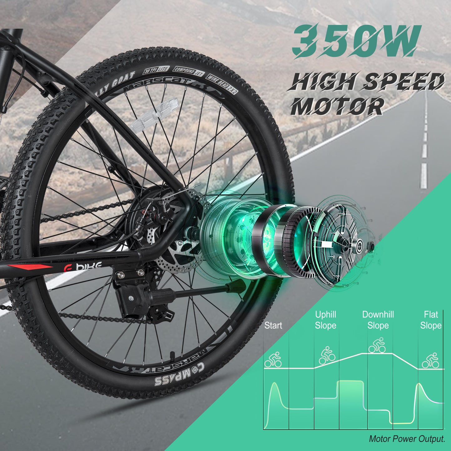 Electric Assist City Bike, Adult 26'' Ebike Hybrid Mountain Bicycles Electric Cruiser Bike with 350W Motor Removable 36V 10.4Ah Lithium Battery Aluminium Frame Commute Bike with Shimano 21 Speed Gears