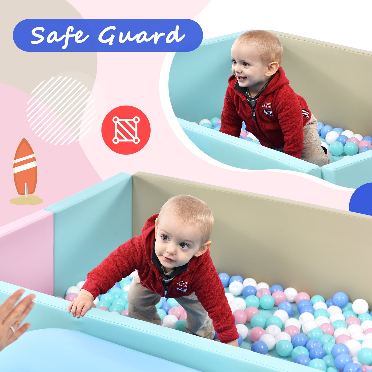 Soft Foam Ball Pit for Toddlers Crawling, 59 x 43 inch Indoor Toy Kids Ball Pool Playpen, Foldable & Portable Easy Clean Babies Soft Ball Pool, Balls NOT Included