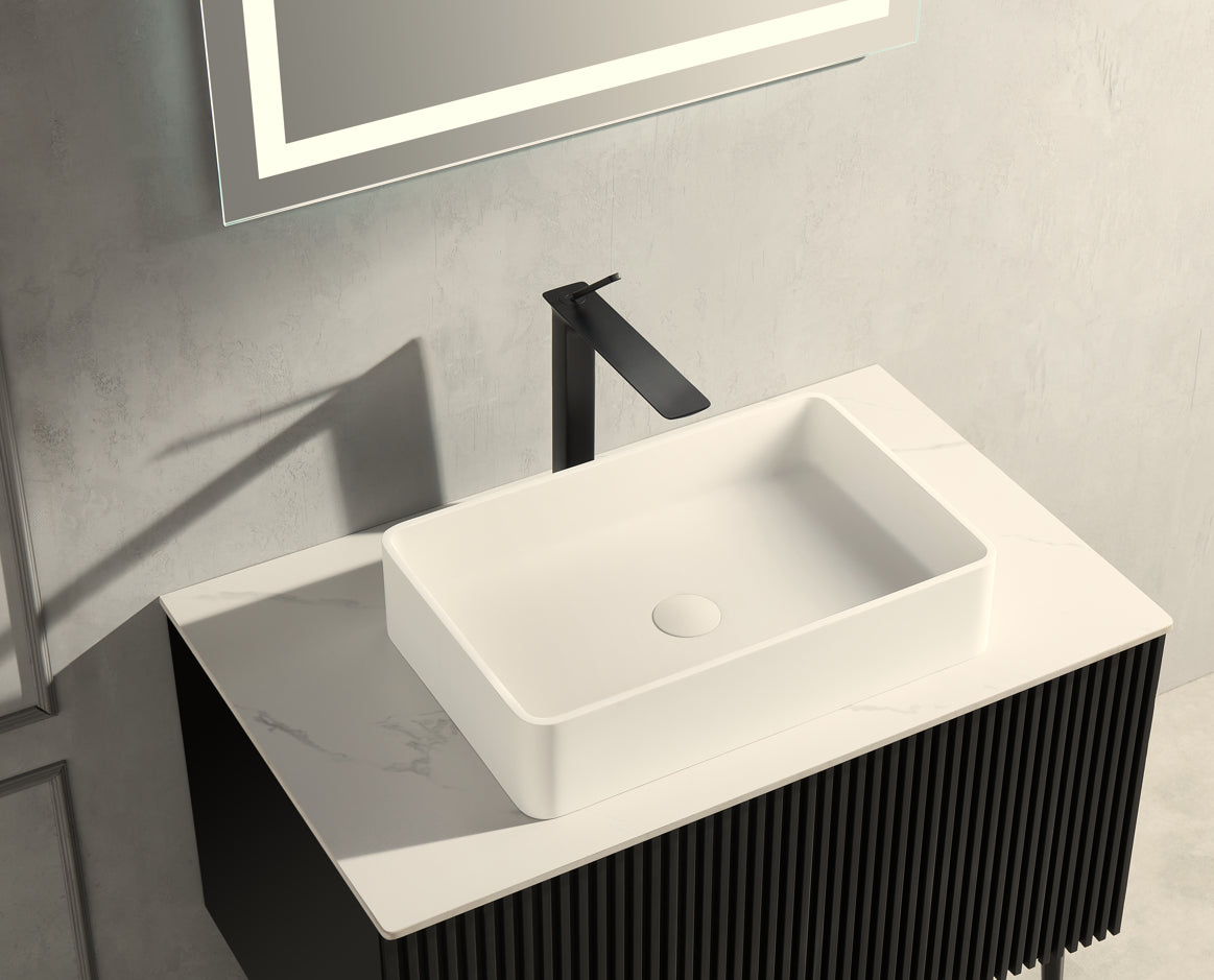 21.25'' x13.75''   Matte white Bathtoom Vessel Basin Artificial Stone Solid Surface Countertop Sink 540x350MM