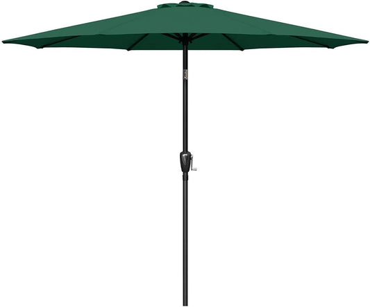 Simple Deluxe 9ft Outdoor Market Table Patio Umbrella with Button Tilt, Crank and 8 Sturdy Ribs for Garden, Green