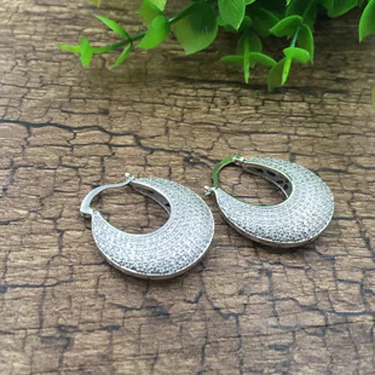 Poetic Pave Hoops Reversible Silver Earrings by VistaShops