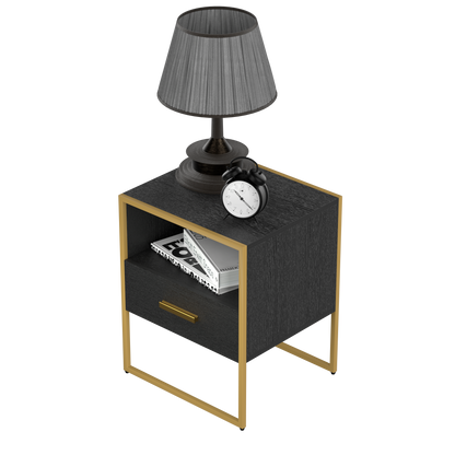 Update Modern Nightstand with 1Drawers, Suitable for Bedroom/Living Room/Side Table (Gold and Black )