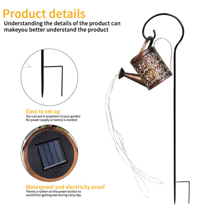 Outdoor Solar Garden Decoration Kettle Light 2 Pack,Warm White 3000K LED Lights, water-proof, Peony Flower