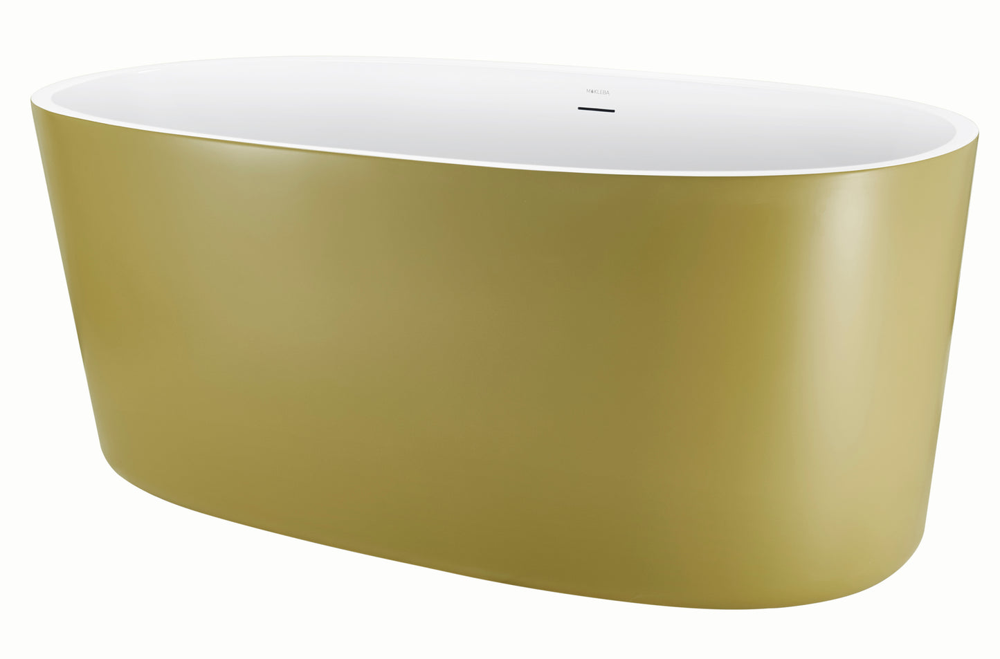 63" 100% Acrylic Freestanding Bathtub，Contemporary Soaking Tub，White inside and gold outside