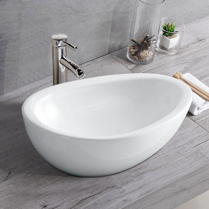 Vessel  Bathroom Sink Basin in White Ceramic