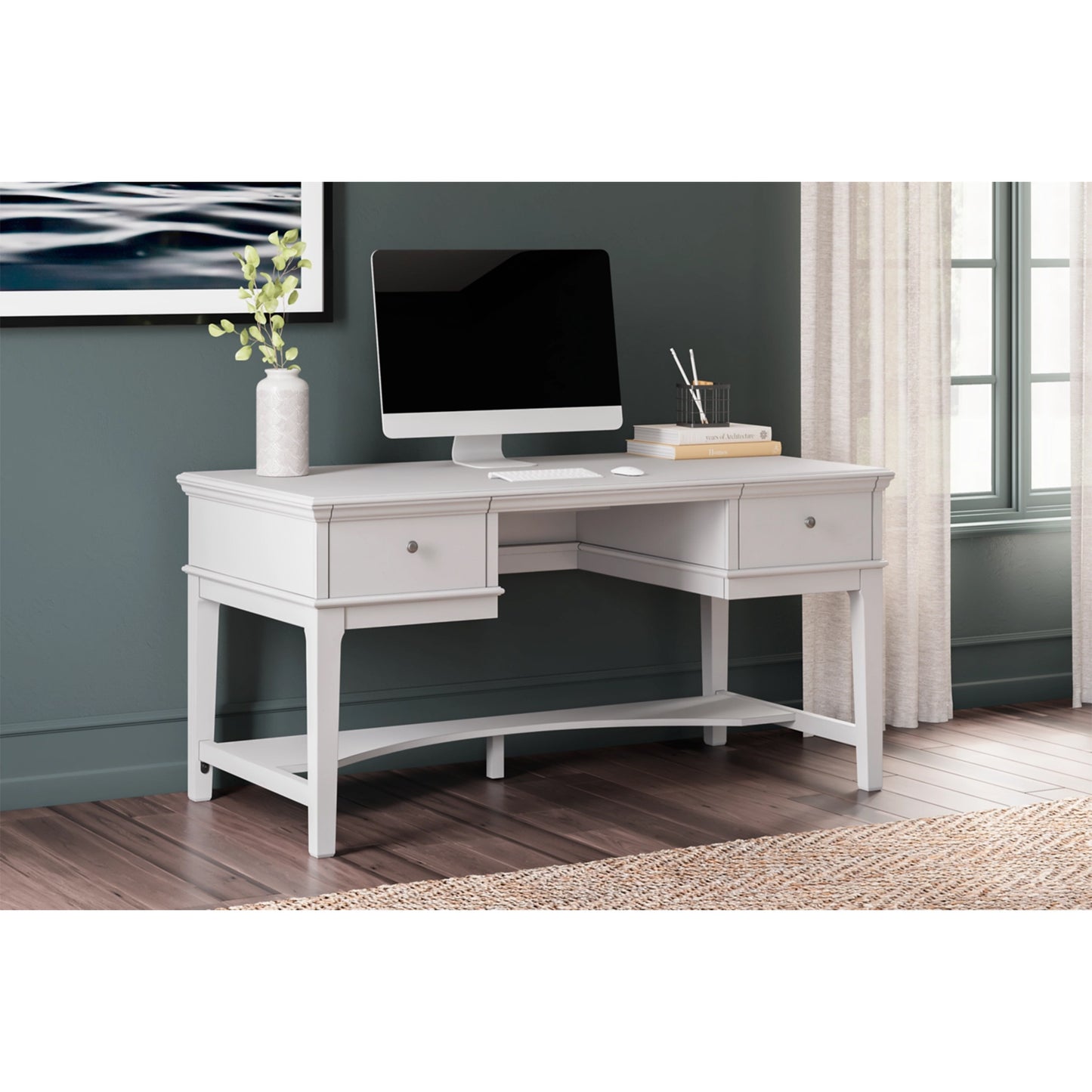 Ashley Kanwyn Traditional Home Office Storage Leg Desk H777-26